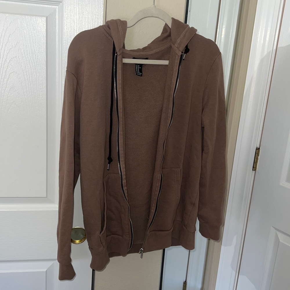 Cocoa brown cozy fleece lined zip up fits like S/M